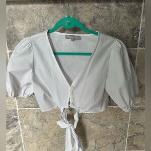 NLW CURRENT FASHIONS Ladies Women’s Size Medium White Blouse Puffy Sleev…